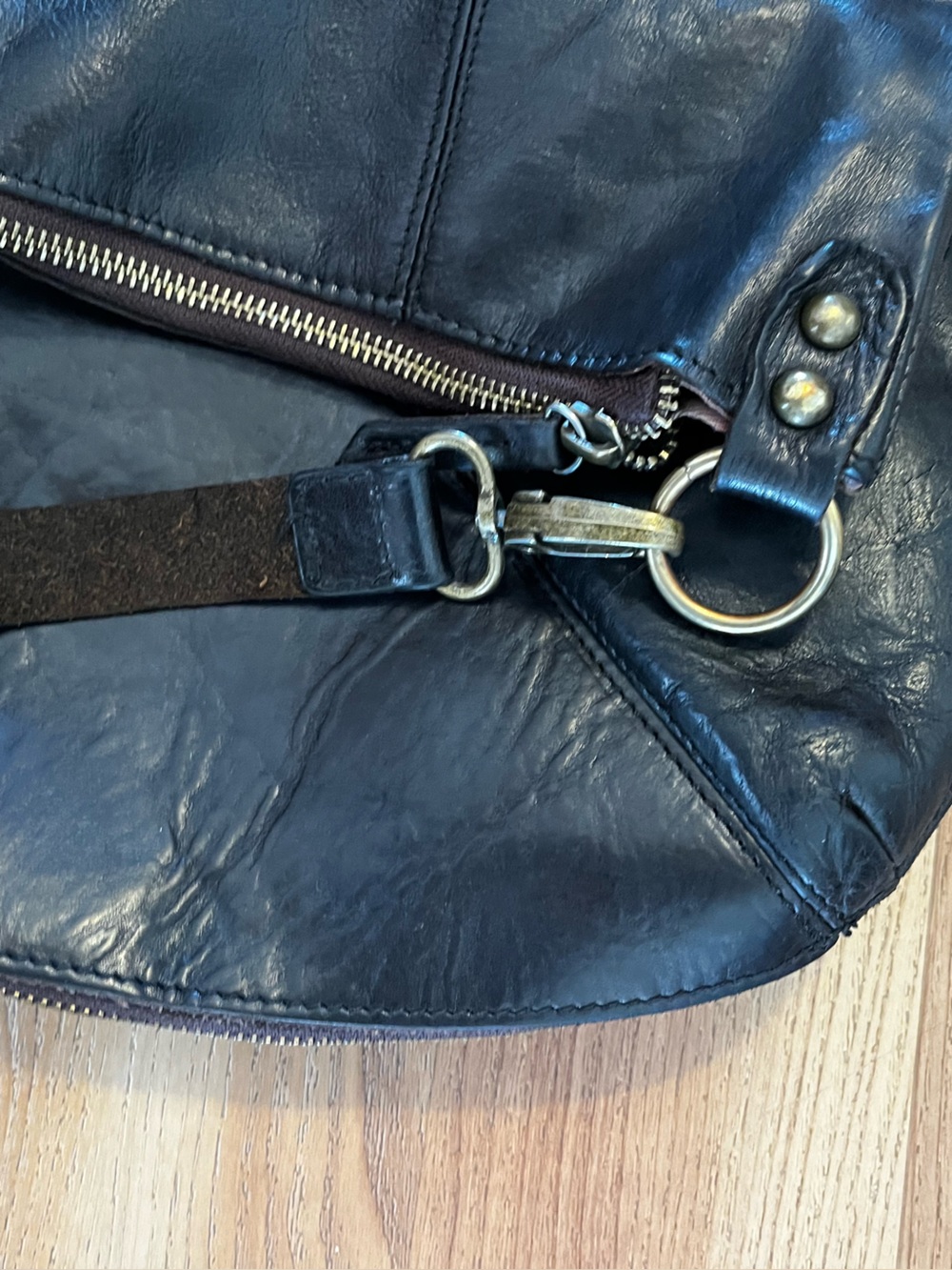 Bed Stu Tahiti Black Leather Cobbler Bohemian Fold Over Crossbody/Hand Bag - Picture 8 of 16